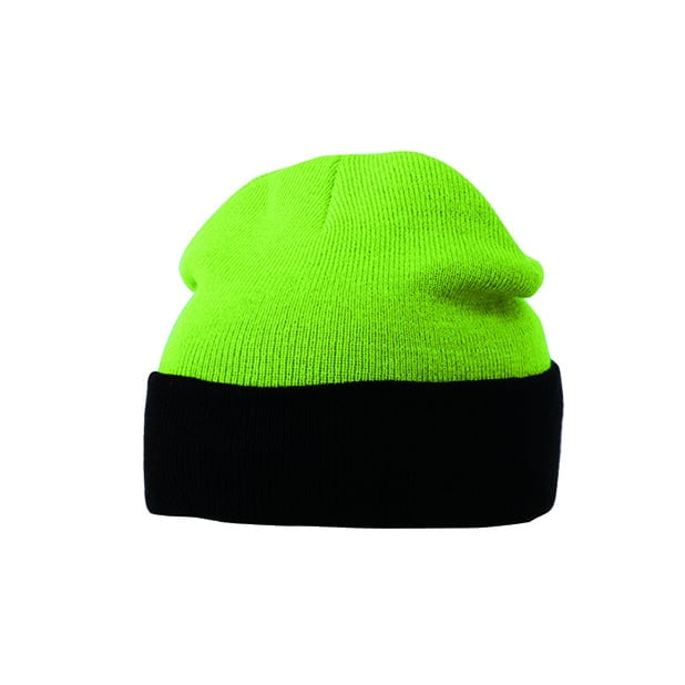 Czapki zimowe i akcesoria - Czapka zimowa Knitted - Myrtle Beach MB7550 - Lime Green/Black - RAVEN - koszulki reklamowe z nadrukiem, odzież reklamowa i gastronomiczna