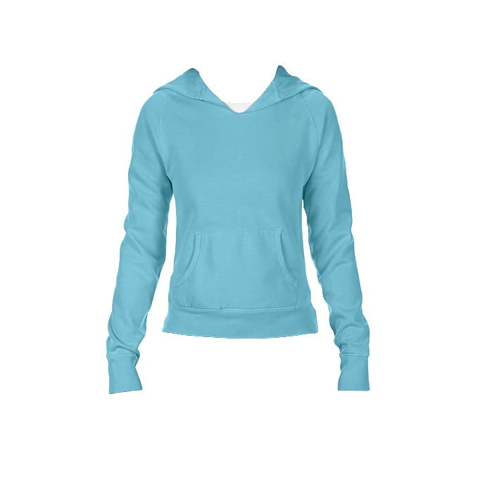 Bluzy - Damska bluza Hooded CC - Comfort Colors 1595 - Lagoon Blue - RAVEN - koszulki reklamowe z nadrukiem, odzież reklamowa i gastronomiczna