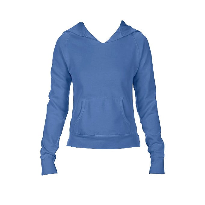 Bluzy - Damska bluza Hooded CC - Comfort Colors 1595 - Flo Blue - RAVEN - koszulki reklamowe z nadrukiem, odzież reklamowa i gastronomiczna