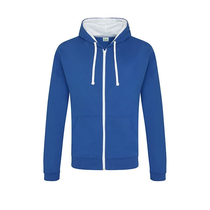 Bluzy - Bluza dwukolorowa Varsity Zoodie - Just Hoods JH053 - Royal Blue/Arctic White - RAVEN - koszulki reklamowe z nadrukiem, odzież reklamowa i gastronomiczna