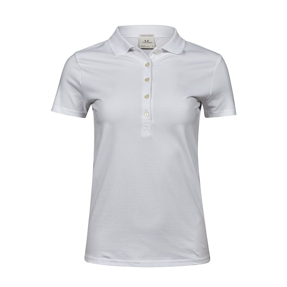 Koszulki Polo - Damska koszulka polo Luxury Stretch - Tee Jays 145 - White - RAVEN - koszulki reklamowe z nadrukiem, odzież reklamowa i gastronomiczna