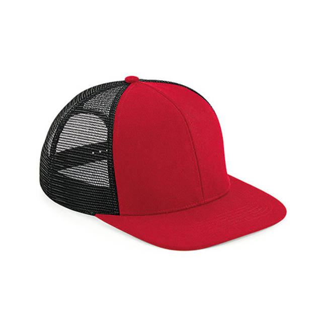 Czapki z daszkiem - Czapka 6-panelowa trucker Original Flat Peak - Beechfield B664 - Classic Red/Black - RAVEN - koszulki reklamowe z nadrukiem, odzież reklamowa i gastronomiczna