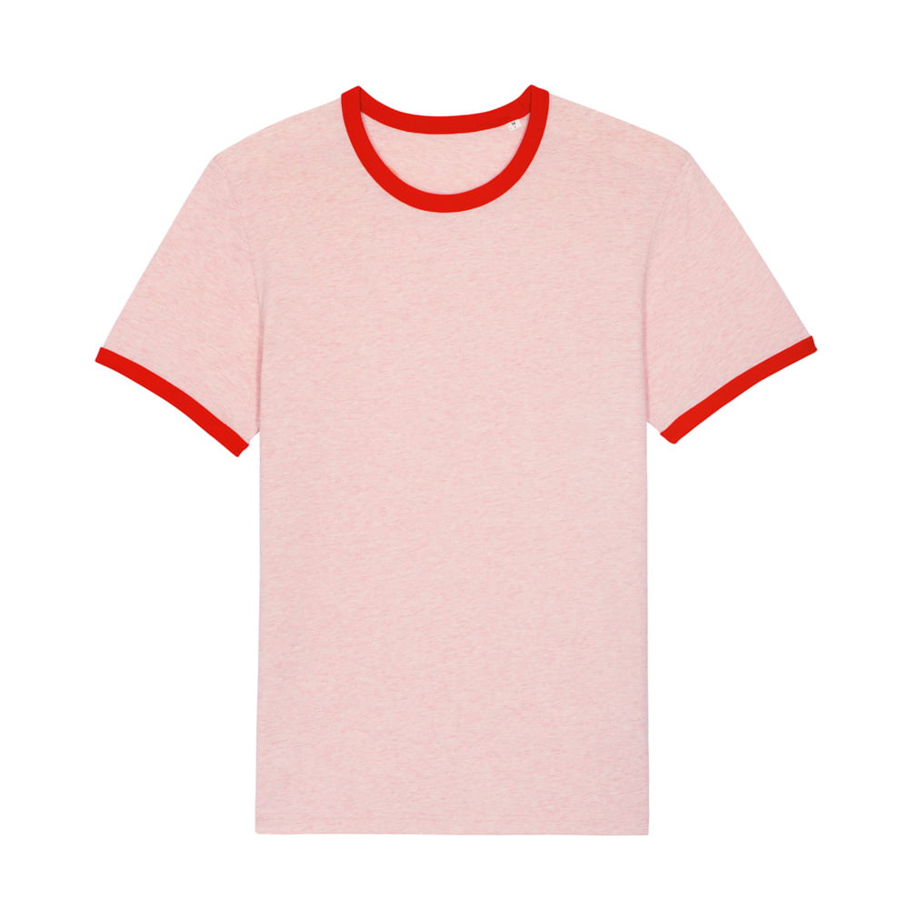 Koszulki T-Shirt - T-shirt Unisex Ringer - STTU827 - Cream Heather Pink/Bright Red - RAVEN - koszulki reklamowe z nadrukiem, odzież reklamowa i gastronomiczna