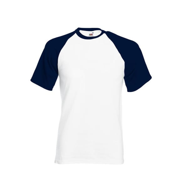 Koszulki T-Shirt - Koszulka Baseball Unisex - Fruit of the Loom 61-026-0 - White/Navy - RAVEN - koszulki reklamowe z nadrukiem, odzież reklamowa i gastronomiczna