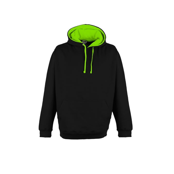 Bluzy - Bluza z kapturem Superbright - Just Hoods JH013 - Jet Black/Electric Green - RAVEN - koszulki reklamowe z nadrukiem, odzież reklamowa i gastronomiczna