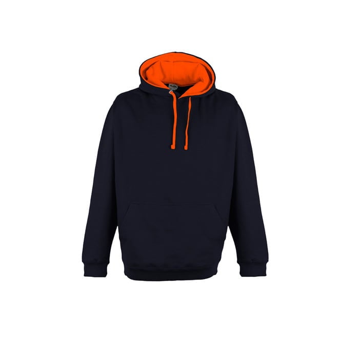 Bluzy - Bluza z kapturem Superbright - Just Hoods JH013 - Oxford Navy/Electric Orange - RAVEN - koszulki reklamowe z nadrukiem, odzież reklamowa i gastronomiczna