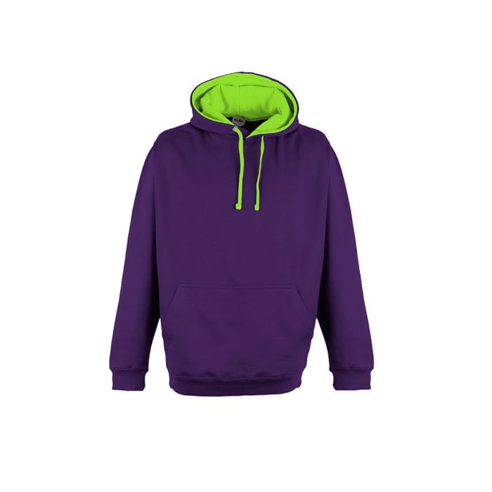 Bluzy - Bluza z kapturem Superbright - Just Hoods JH013 - Purple/Electric Green - RAVEN - koszulki reklamowe z nadrukiem, odzież reklamowa i gastronomiczna