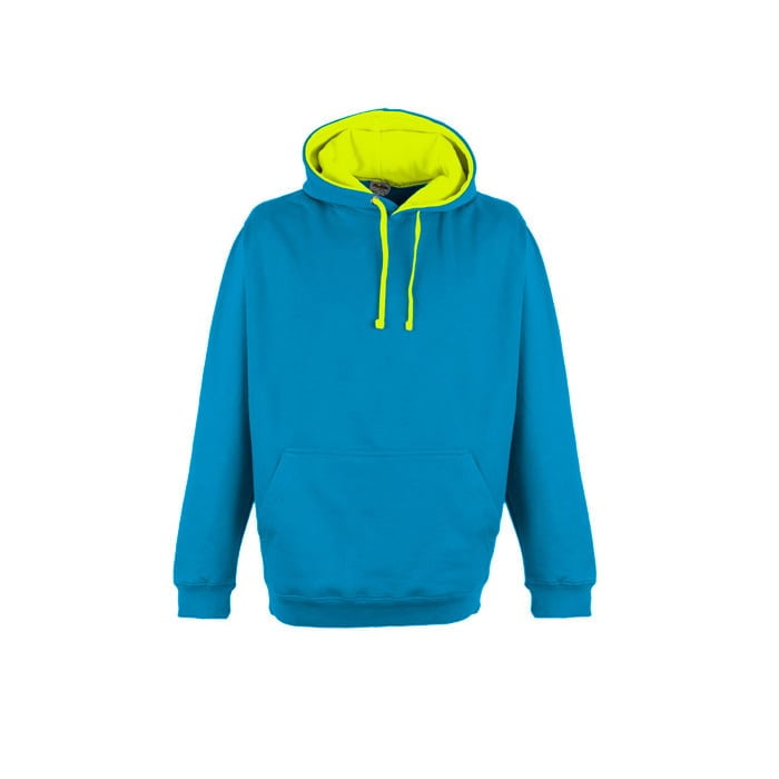 Bluzy - Bluza z kapturem Superbright - Just Hoods JH013 - Sapphire Blue/Electric Yellow - RAVEN - koszulki reklamowe z nadrukiem, odzież reklamowa i gastronomiczna