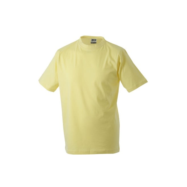 Koszulki T-Shirt - Męska koszulka Round-T Medium - James & Nicholson JN001 - Light Yellow - RAVEN - koszulki reklamowe z nadrukiem, odzież reklamowa i gastronomiczna