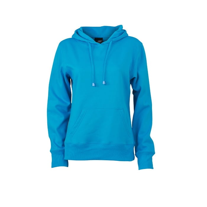 Bluzy - Damska bluza bez zamka Hooded Jacket - James & Nicholson JN051 - Turquoise - RAVEN - koszulki reklamowe z nadrukiem, odzież reklamowa i gastronomiczna