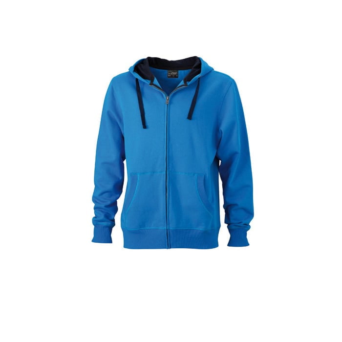 Bluzy - Męska bluza Hooded Jacket - James & Nicholson JN595 - Cobalt - RAVEN - koszulki reklamowe z nadrukiem, odzież reklamowa i gastronomiczna