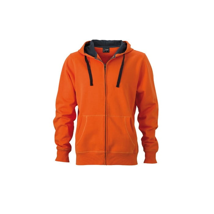 Bluzy - Męska bluza Hooded Jacket - James & Nicholson JN595 - Dark Orange - RAVEN - koszulki reklamowe z nadrukiem, odzież reklamowa i gastronomiczna