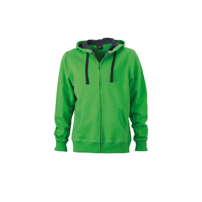 Bluzy - Męska bluza Hooded Jacket - James & Nicholson JN595 - Green - RAVEN - koszulki reklamowe z nadrukiem, odzież reklamowa i gastronomiczna