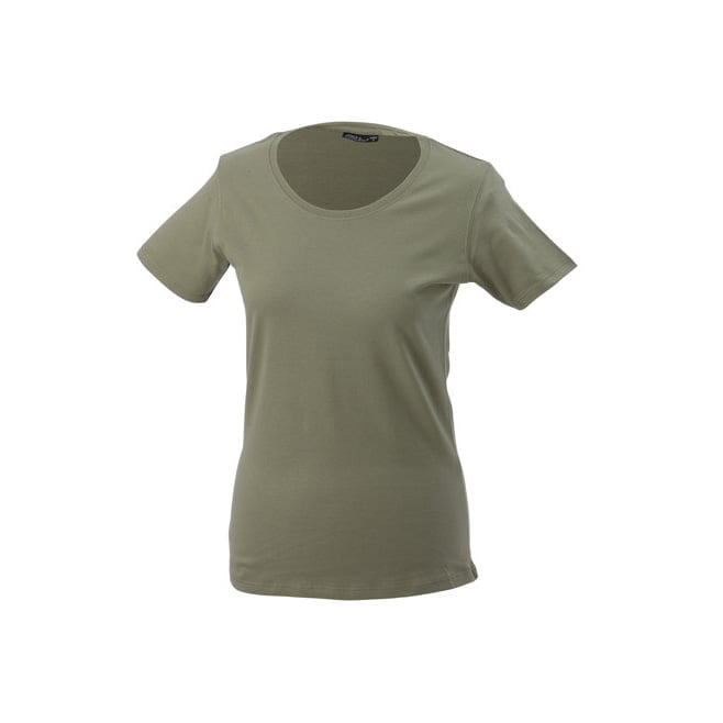 Koszulki T-Shirt - Damska koszulka Basic-T - James & Nicholson JN901 - OliveKhaki - RAVEN - koszulki reklamowe z nadrukiem, odzież reklamowa i gastronomiczna