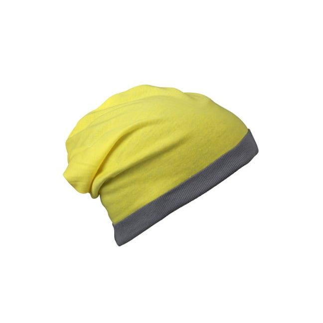 Czapki zimowe i akcesoria - Czapka letnia Heather Beanie - Myrtle Beach MB6577 - Yellow Melange/Dark Grey - RAVEN - koszulki reklamowe z nadrukiem, odzież reklamowa i gastronomiczna