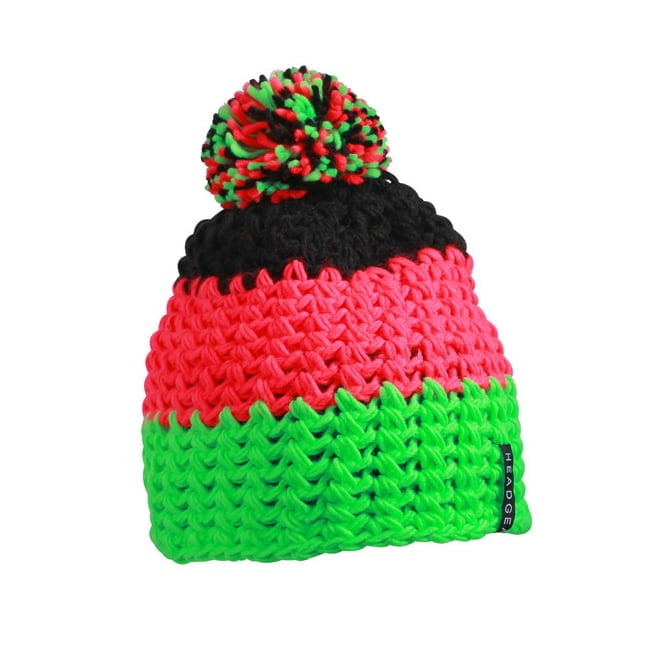 Czapki zimowe i akcesoria - Czapka zimowa Crocheted - Myrtle Beach MB7940 - Neon Green/Neon Pink/Black - RAVEN - koszulki reklamowe z nadrukiem, odzież reklamowa i gastronomiczna