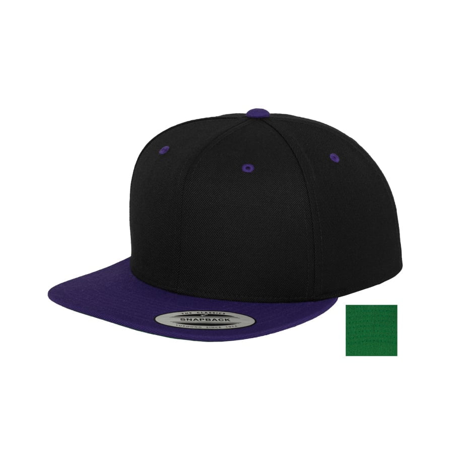 czarno-fioletowy snapback flexfit z haftem