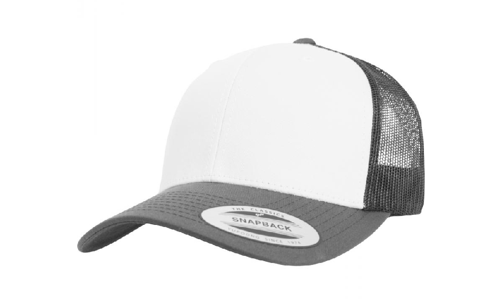 Czapki z daszkiem - Czapka Retro Trucker Colored Front - Flexfit 6606CF - Dark Grey/White/Dark Grey - RAVEN - koszulki reklamowe z nadrukiem, odzież reklamowa i gastronomiczna