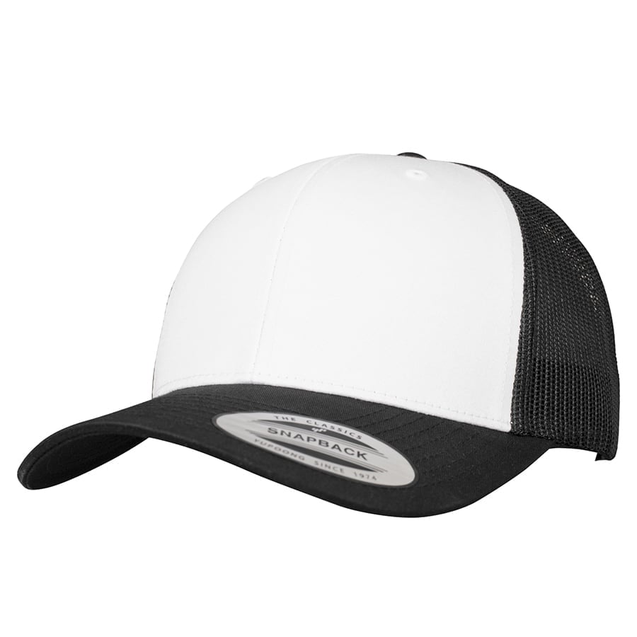 czarno-biała czapka retro trucker flexfit