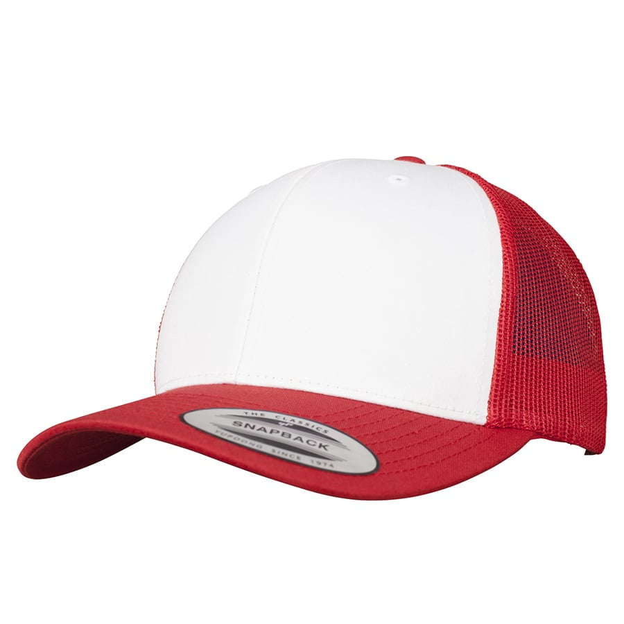 czerwono-biała czapka retro trucker flexfit