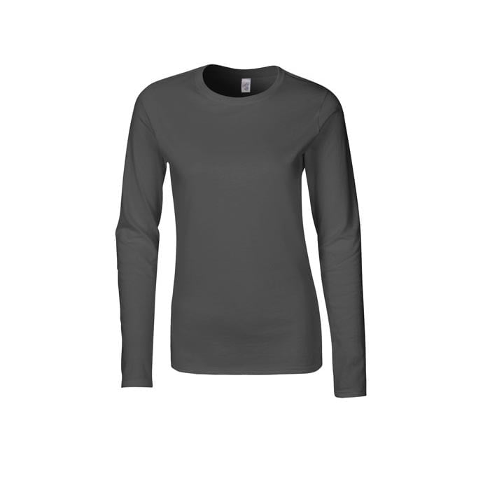 Koszulki T-Shirt - Damski Longsleeve Zoom Softstyle® - Gildan 64400L - Charcoal - RAVEN - koszulki reklamowe z nadrukiem, odzież reklamowa i gastronomiczna