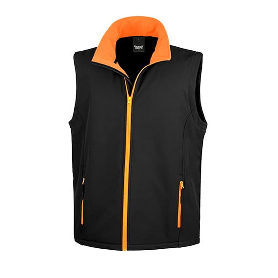 Bezrękawniki - Męska kamizelka softshell Printable - Result R232M - Black/Orange - RAVEN - koszulki reklamowe z nadrukiem, odzież reklamowa i gastronomiczna