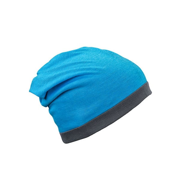 Czapki zimowe i akcesoria - Czapka letnia Heather Beanie - Myrtle Beach MB6577 - Turquoise Melange/Dark Grey - RAVEN - koszulki reklamowe z nadrukiem, odzież reklamowa i gastronomiczna