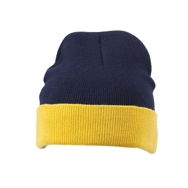 Czapki zimowe i akcesoria - Czapka zimowa Knitted - Myrtle Beach MB7550 - Navy/Gold Yellow - RAVEN - koszulki reklamowe z nadrukiem, odzież reklamowa i gastronomiczna