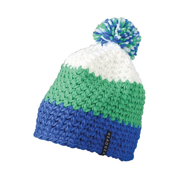 Czapki zimowe i akcesoria - Czapka zimowa Crocheted - Myrtle Beach MB7940 - Aqua/Lime Green/White - RAVEN - koszulki reklamowe z nadrukiem, odzież reklamowa i gastronomiczna