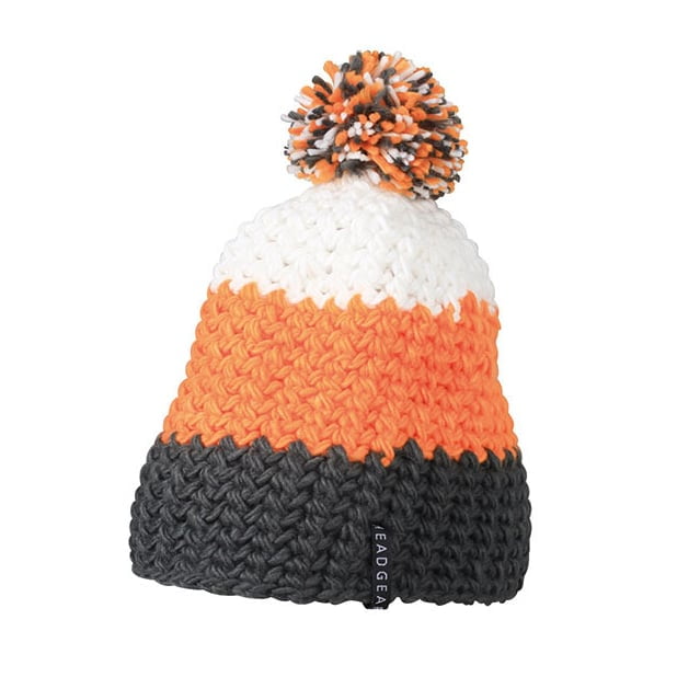 Czapki zimowe i akcesoria - Czapka zimowa Crocheted - Myrtle Beach MB7940 - Carbon/Orange/White - RAVEN - koszulki reklamowe z nadrukiem, odzież reklamowa i gastronomiczna