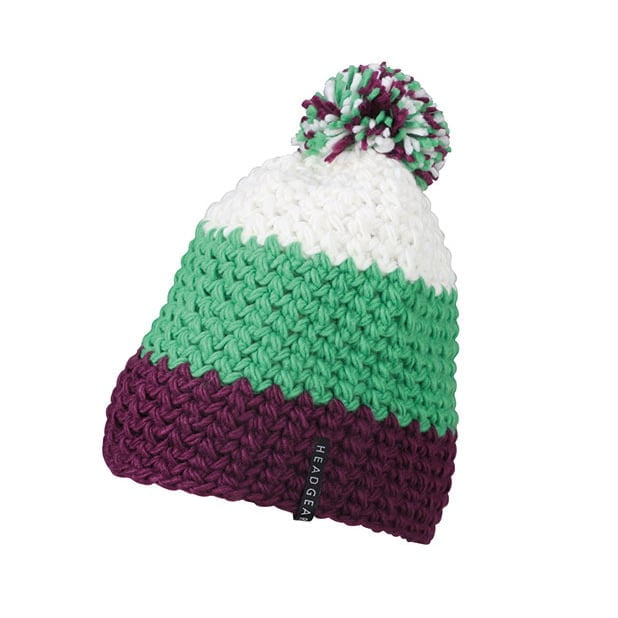 Czapki zimowe i akcesoria - Czapka zimowa Crocheted - Myrtle Beach MB7940 - Purple/Lime Green/White - RAVEN - koszulki reklamowe z nadrukiem, odzież reklamowa i gastronomiczna