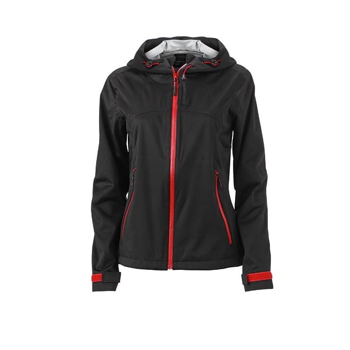 Softshell - Damska kurtka softshell Outdoor - James&Nicholson JN1097 - Black/Red - RAVEN - koszulki reklamowe z nadrukiem, odzież reklamowa i gastronomiczna