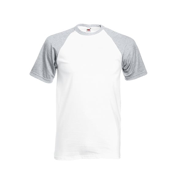 Koszulki T-Shirt - Koszulka Baseball Unisex - Fruit of the Loom 61-026-0 - White/Heather Grey - RAVEN - koszulki reklamowe z nadrukiem, odzież reklamowa i gastronomiczna