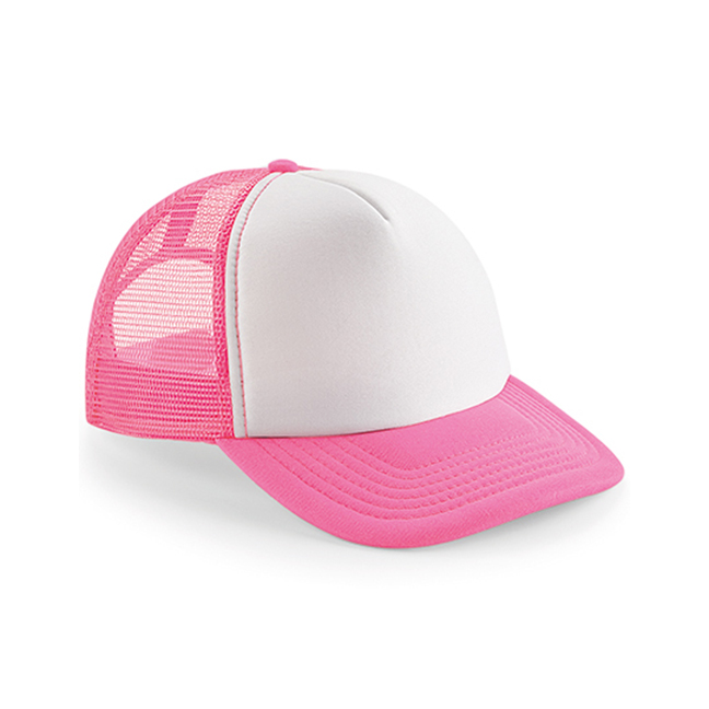 Czapki z daszkiem - Czapka Trucker Snapback Vintage - Beechfield B645 - Fluorescent Pink/White - RAVEN - koszulki reklamowe z nadrukiem, odzież reklamowa i gastronomiczna