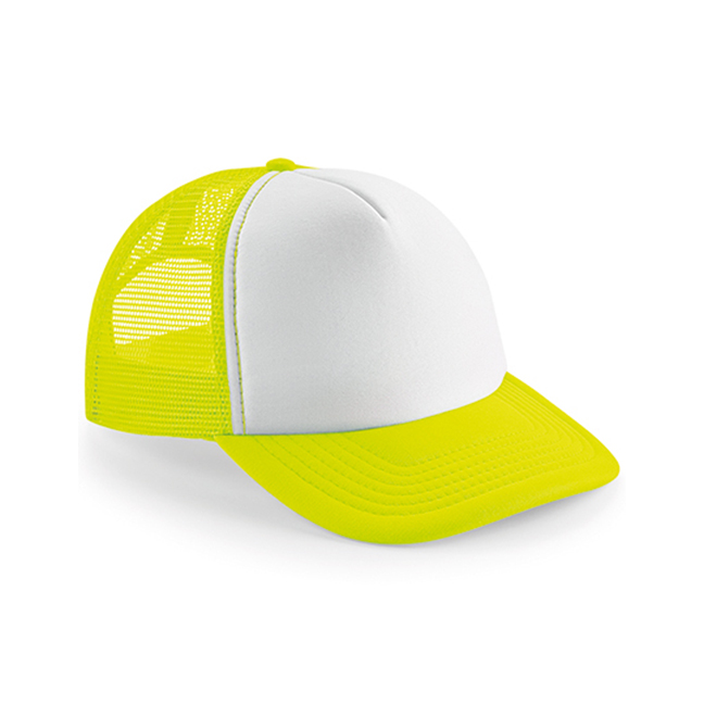 Czapki z daszkiem - Czapka Trucker Snapback Vintage - Beechfield B645 - Fluorescent Yellow/White - RAVEN - koszulki reklamowe z nadrukiem, odzież reklamowa i gastronomiczna