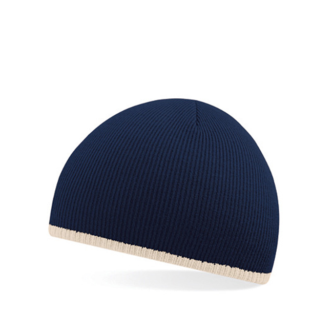 Czapki zimowe i akcesoria - Kontrastowa czapka beanie - Beechfield B44C - French Navy/Stone - RAVEN - koszulki reklamowe z nadrukiem, odzież reklamowa i gastronomiczna