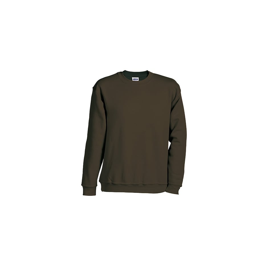 Bluzy - Bluza Crewneck Heavy - James & Nicholson JN040 - Brown - RAVEN - koszulki reklamowe z nadrukiem, odzież reklamowa i gastronomiczna