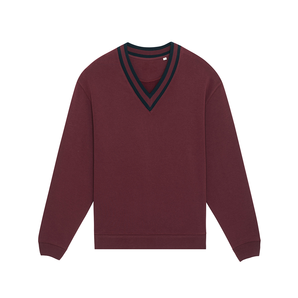 Bluzy - Sweter unisex w serek Sloaner - STSU871 - Burgundy - RAVEN - koszulki reklamowe z nadrukiem, odzież reklamowa i gastronomiczna