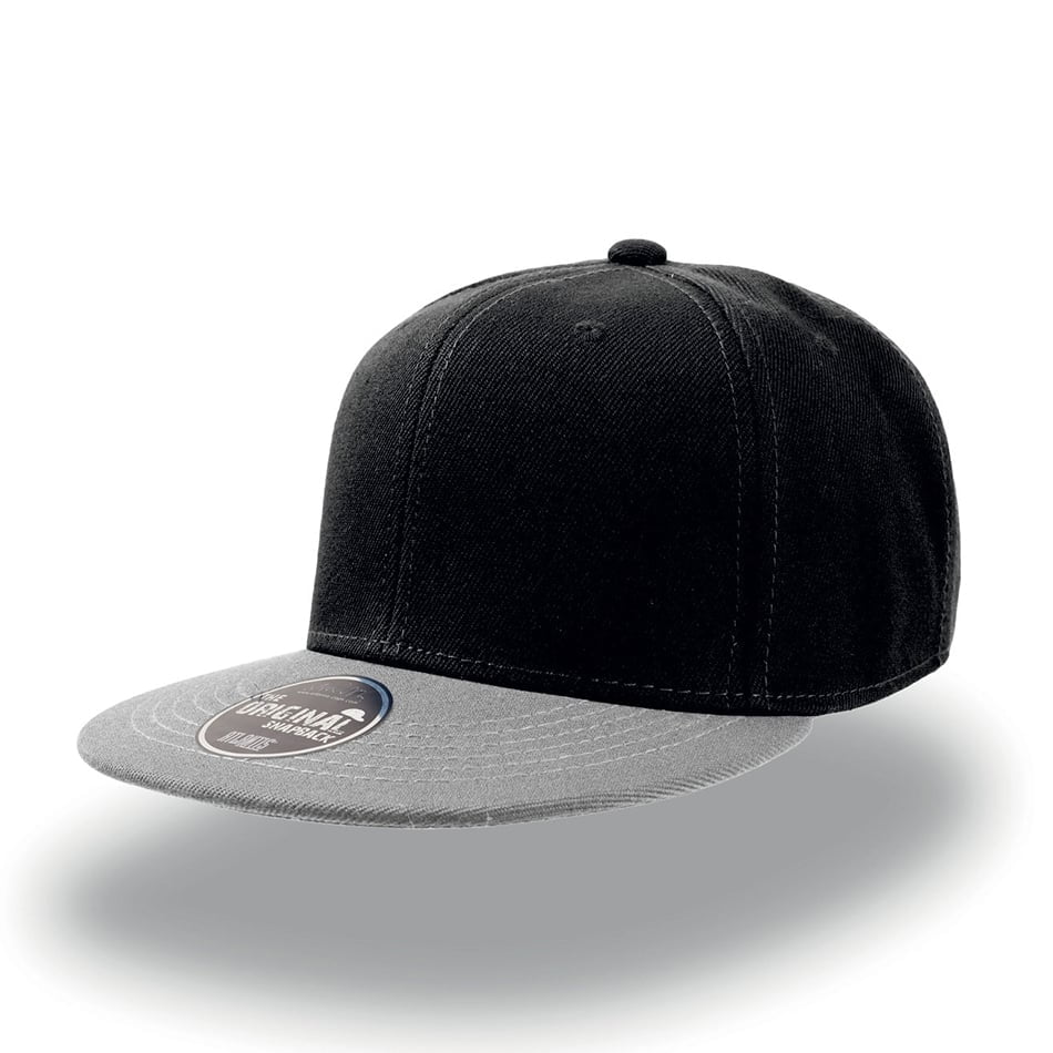 czarno-szary snapback z nadrukiem