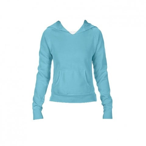 Bluzy - Damska bluza Hooded CC - Comfort Colors 1595 - Lagoon Blue - RAVEN - koszulki reklamowe z nadrukiem, odzież reklamowa i gastronomiczna