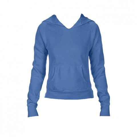 Bluzy - Damska bluza Hooded CC - Comfort Colors 1595 - Flo Blue - RAVEN - koszulki reklamowe z nadrukiem, odzież reklamowa i gastronomiczna