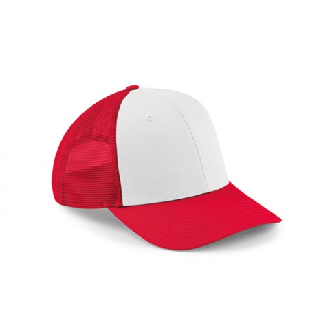 Czapki z daszkiem - Czapka 6-panelowa Snapback Trucker - Beechfield B647 - Classic Red/White - RAVEN - koszulki reklamowe z nadrukiem, odzież reklamowa i gastronomiczna