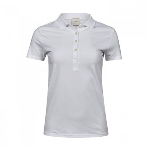 Koszulki Polo - Damska koszulka polo Luxury Stretch - Tee Jays 145 - White - RAVEN - koszulki reklamowe z nadrukiem, odzież reklamowa i gastronomiczna