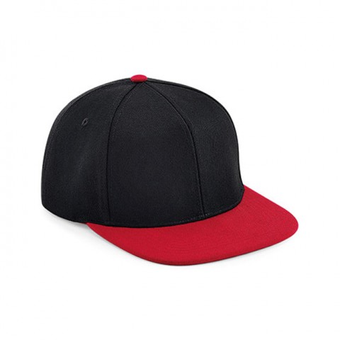 Czapki z daszkiem - Czapka snapback 6-panelowa Original Flat Peak - Beechfield B661 - Black/Classic Red - RAVEN - koszulki reklamowe z nadrukiem, odzież reklamowa i gastronomiczna