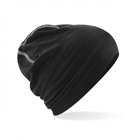 Czapki zimowe i akcesoria - Czapka bawełniana beanie Hemsedal - Beechfield B366 - Black/White - RAVEN - koszulki reklamowe z nadrukiem, odzież reklamowa i gastronomiczna