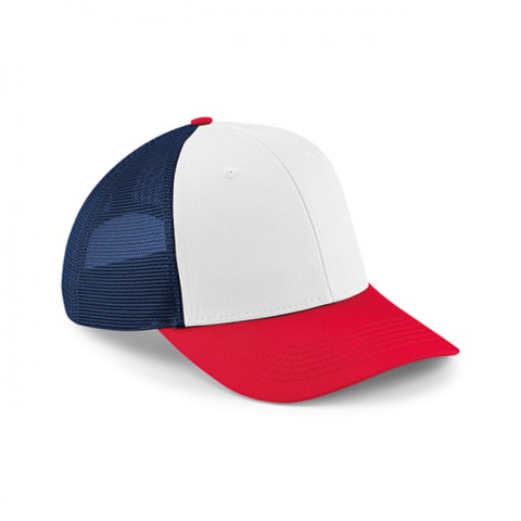 Czapki z daszkiem - Czapka 6-panelowa Snapback Trucker - Beechfield B647 - French Navy/Classic Red/White - RAVEN - koszulki reklamowe z nadrukiem, odzież reklamowa i gastronomiczna