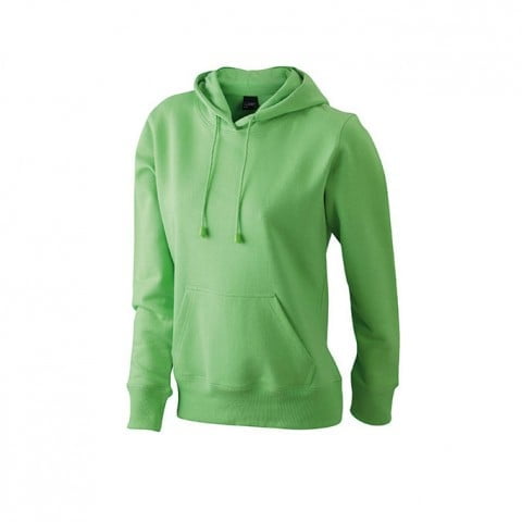 Bluzy - Damska bluza bez zamka Hooded Jacket - James & Nicholson JN051 - Lime Green - RAVEN - koszulki reklamowe z nadrukiem, odzież reklamowa i gastronomiczna