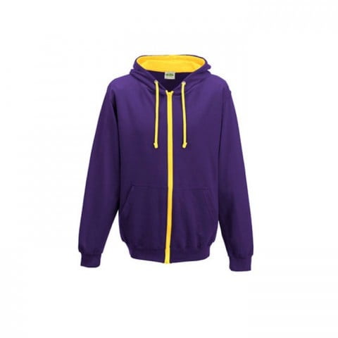 Bluzy - Bluza dwukolorowa Varsity Zoodie - Just Hoods JH053 - Purple/Sun Yellow - RAVEN - koszulki reklamowe z nadrukiem, odzież reklamowa i gastronomiczna