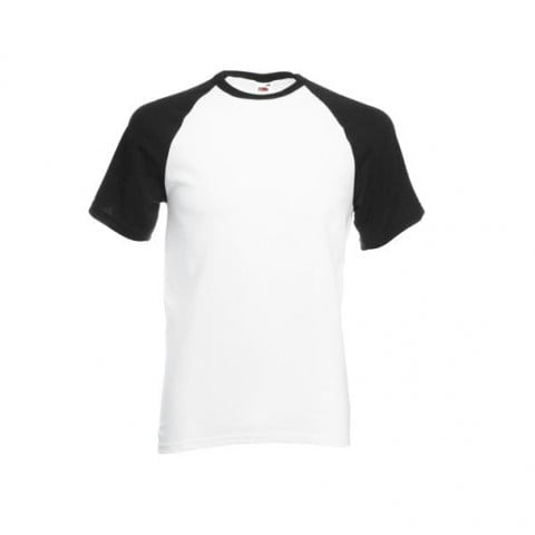 Koszulki T-Shirt - Koszulka Baseball Unisex - Fruit of the Loom 61-026-0 - White/Black - RAVEN - koszulki reklamowe z nadrukiem, odzież reklamowa i gastronomiczna