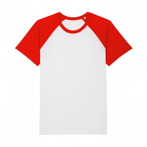 Koszulki T-Shirt - T-shirt Unisex Catcher Short Sleeve - STTU825 - White/Bright Red - RAVEN - koszulki reklamowe z nadrukiem, odzież reklamowa i gastronomiczna